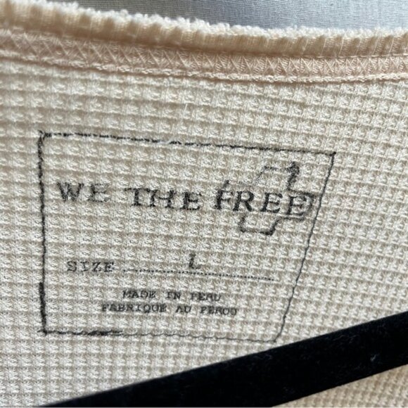 We The Free Cream Waffle Knit Thermal Swing Snowflake Fair Isle Raglan Tee Sz L - Picture 6 of 10